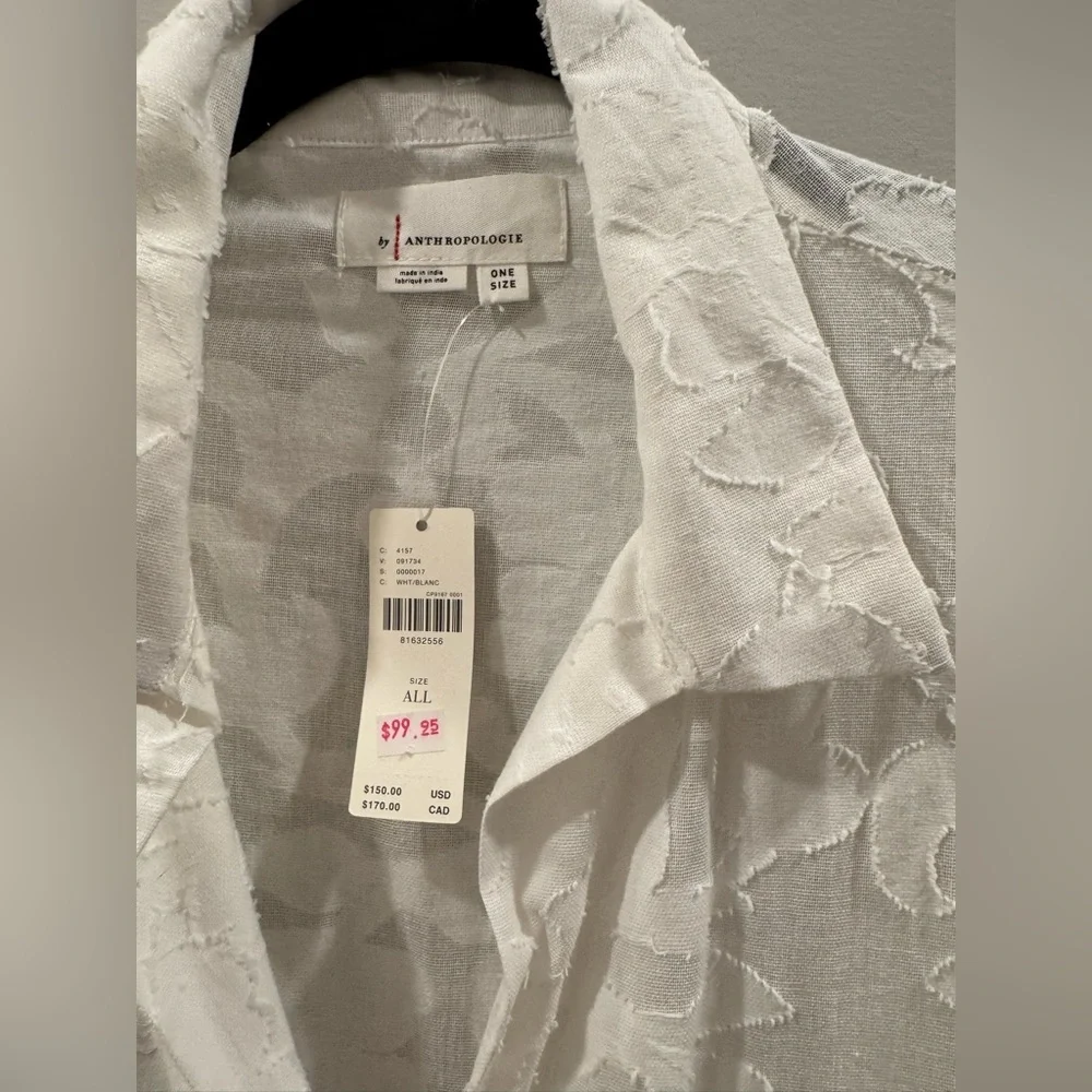 Anthropologie Textured Cream Duster Coat - Picture 2 of 3